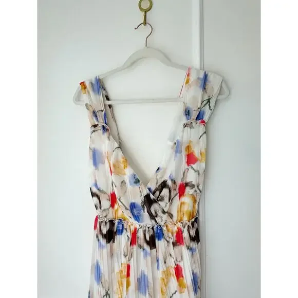 Reiss white floral maxi dress pleasted skirt size 4 - Picture 6 of 11